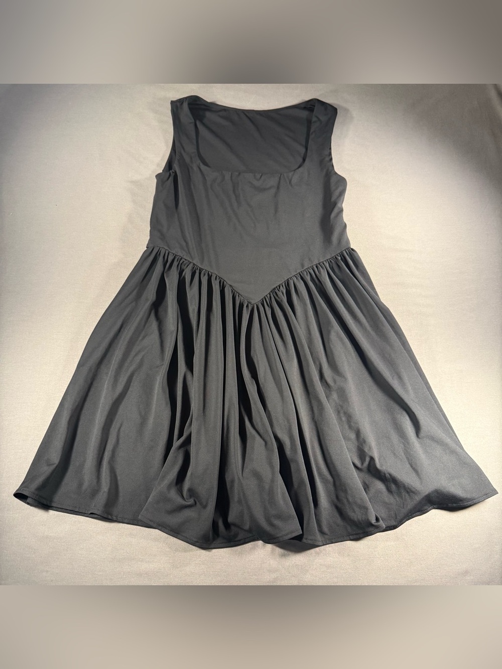Little Black Square Neck Sleeveless Fit-and-Flare Dress Size M - Picture 2 of 14